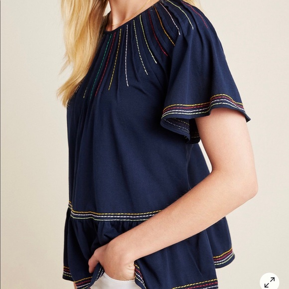 ❌SOLD❌ Anthropologie Chamonix Embroidered Swing Top - Picture 3 of 3